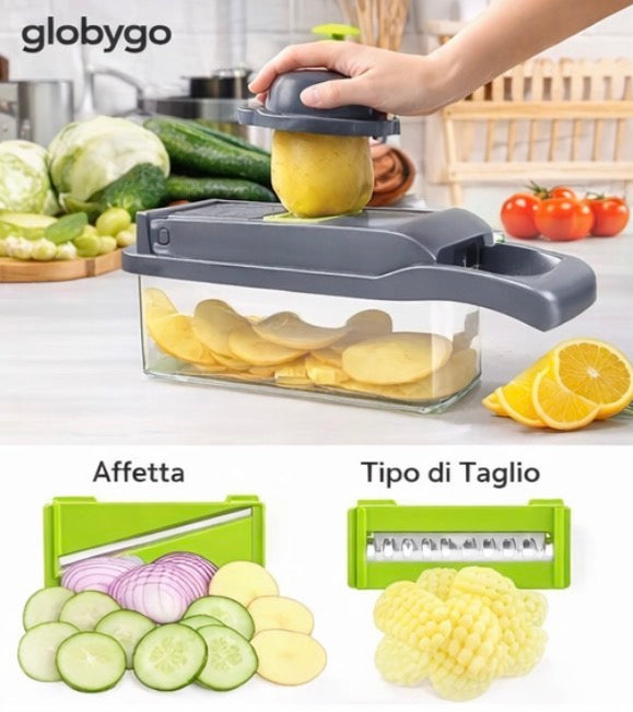 Tagliaverdure Multifunzione 14-in-1 – Affetta, Trita e Taglia in un Attimo