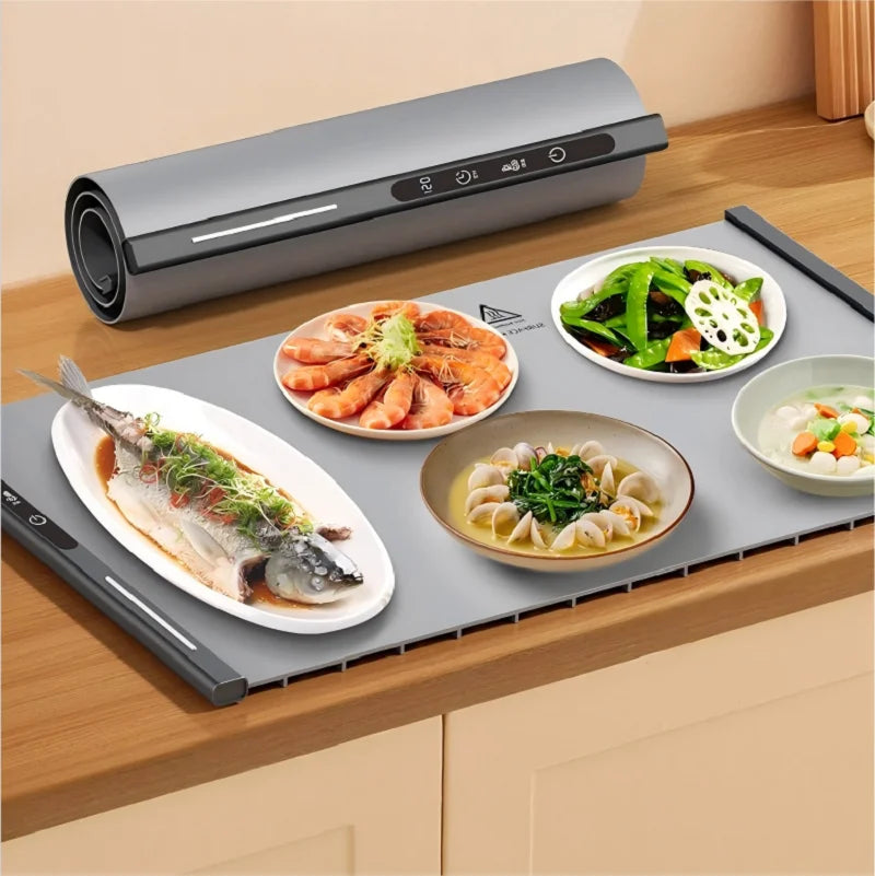 Portable Electric Food Warming Tray Foldable Warm Mat with 3 Temperature Settings Fast Full Surface Heating for Parties